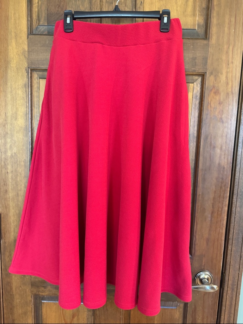 White Mark Red Circle Midi Skirt - Flared Skater Style, L